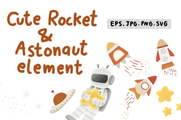 Cute Rocket and Astronaut Element Set