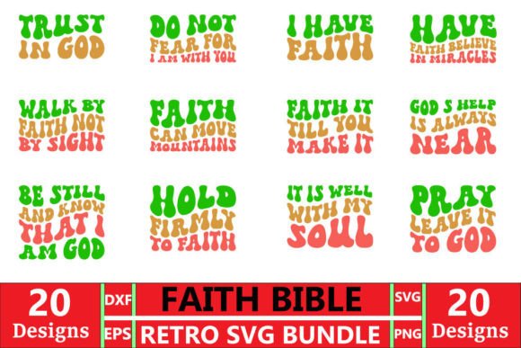 Faith Bible Retro T-shirt Design Bundle