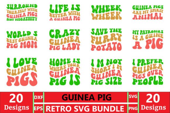 Guinea Pig Retro T-shirt Design Bundle