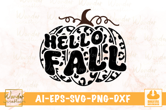Hello Fall Leopard Pumpkin