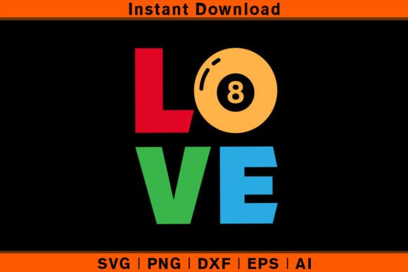 Love Eight Ball Embroidery Design